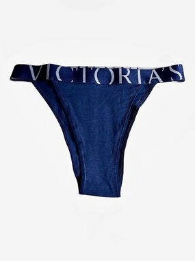 Victoria's Secret Logo Cotton 90’s brief Panty Blue Sz L